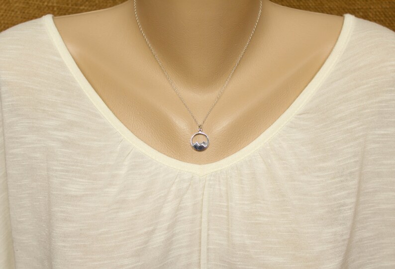 Goldtone Plated Sterling Silver Mountain Range Pendant Necklace