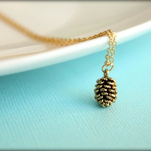 Tiny Pinecone Necklace, Available in Rose Gold, Antiqued Silver, Antiqued Rose Gold and Antiqued Gold