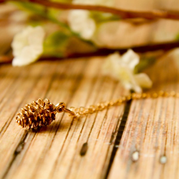 Pinecone Necklace in Bronze and Gold Filled