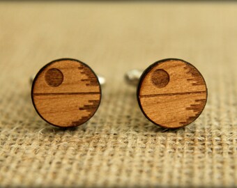 Star Wars Cuff Links, Laser Cut Wood, 9 Styles to Choose From