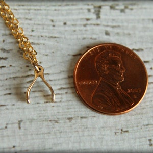 Tiny Wishbone Necklace, Available in Sterling Silver and in Bronze / Gold image 7