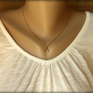 Tiny Wishbone Necklace, Available in Sterling Silver and in Bronze / Gold image 6