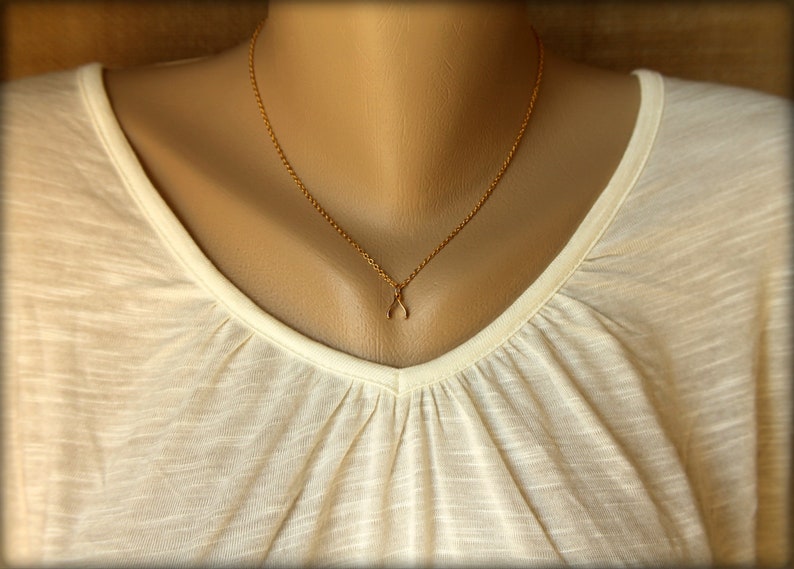Tiny Wishbone Necklace, Available in Sterling Silver and in Bronze / Gold image 6