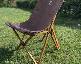 Donkergrijze beukenhouten campingstoel, opvouwbare waterafstotende zitting