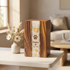 Urna personalizada para perros en caso de fallecimiento de una mascota / Urna de cremación de madera para cenizas de gato / Urna personalizada grabada para mascotas (tamaño XL)