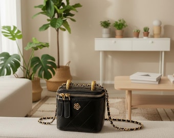 Diamond Lattice Mini Bucket Bag, Metal Chain Crossbody Purse