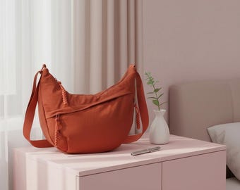 Borsa A Tracolla In Nylon Donna | Impermeabile Leggera | Tracolla Regolabile | Colore Tinta Unita