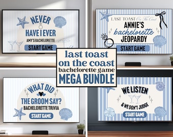Last Toast on the Coast  Bachelorette Game Bundle | Funny Bach Games | Hen Do Party | Jeopardy What Did Groom Say | Canva Template Games