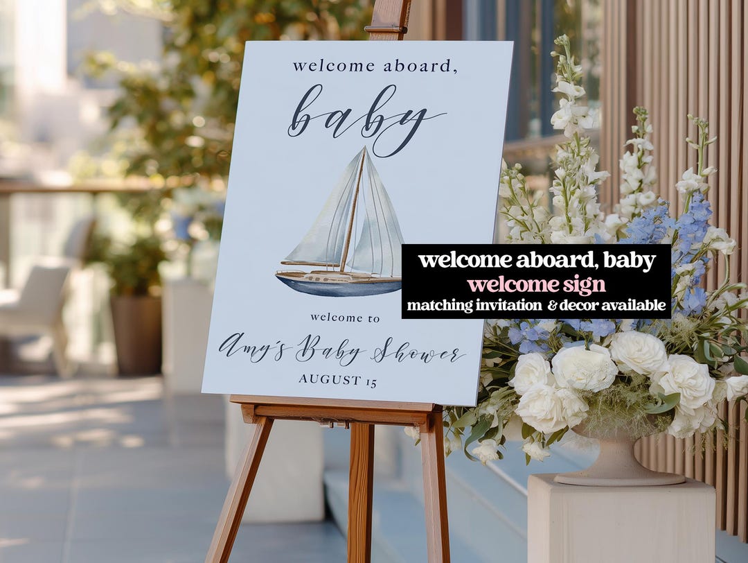 Welcome Aboard Editable Welcome Aboard, Baby! Editable Welcome Sign for Baby Shower - Nautical ...