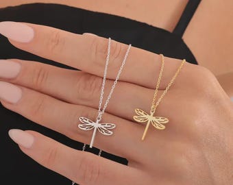 Gold Dragonfly Necklace, Necklace For Woman, Layering Necklaces, Animal Necklace, Dainty Necklace, Dragonfly Jewellery, Gold Jewelery Gift