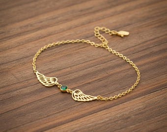 Custom Birthstone Bracelet, Angel Birthstone Bracelet, Graduation Gift, Birthday Gift, Grandma Gift for Mom Bracelet, Christmas Gift for Her