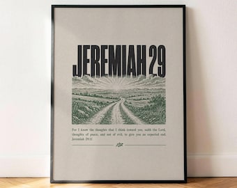 Jeremiah 29 11 Poster, Bible Verse Wall Art, Thoughts Of Peace Print, Sunrise Scripture Decor, Christian Gift