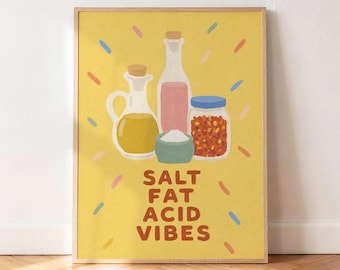 Kitchen Cooking Poster, Salt Fat Acid Wall Art, Foodie Kitchen Print, Chef Quote Decor, Cooking Wall Art, Modern Kitchen Decor