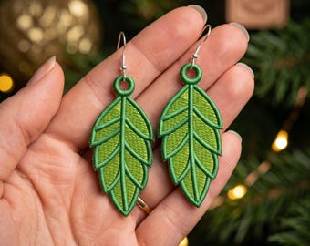 FSL Earring Machine Embroidery Design Leaf Dangle Pattern, Lace Jewelry Embroidery, Instant Digital Download, Hoop Embroidery File