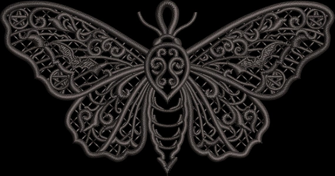 Witchy Insect Pattern FSL Gothic Lace Moth Embroidery Design – Dark Academia Witchy Insect ...