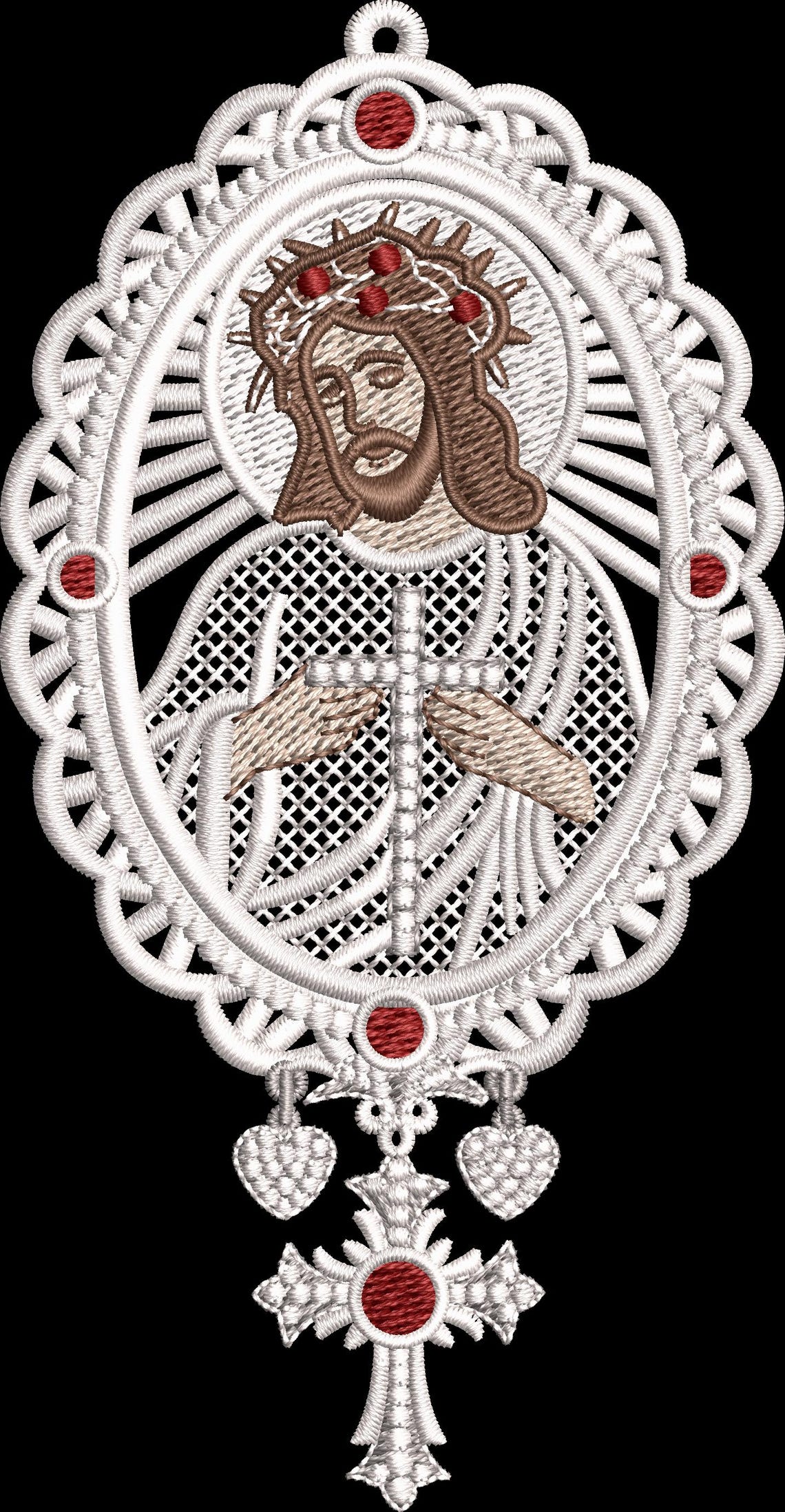 FSL Jesus Ornament Embroidery Design – Free Standing Lace Machine ...
