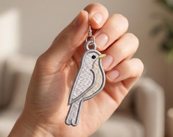 Robin Freestanding Lace Earrings Embroidery Design (Digital Download)