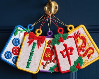 Mahjong Ornament Embroidery Bundle, FSL Machine Embroidery Pattern (Digital Download)