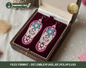 FSL Flip Flop Earring Embroidery Design | In The Hoop Summer Sandal (Digital Download)