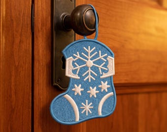 Snowflake Stocking Ornament Embroidery Design, Winter FSL Machine Embroidery Pattern, Christmas Stocking Digital Download, Instant File