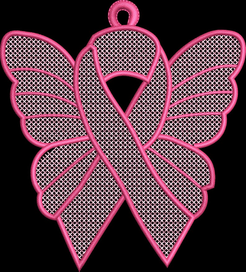 Pink Ribbon Cancer Free Pink Ribbon Ornament Embroidery Design Bundle, Breast Cancer Awareness ...