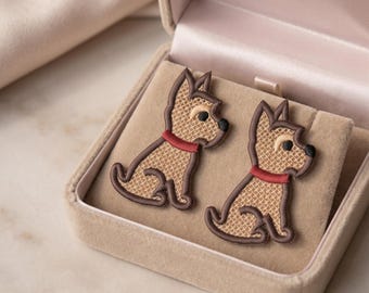 Puppy Freestanding Lace Earrings, Machine Embroidery Design (Digital Download)