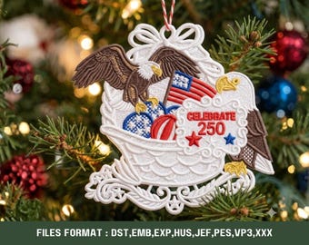 Patriotic Eagle Lace Embroidery Design (Digital Download) – 250th Independence Day
