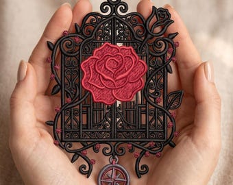 FSL Barocke Spitze Rose Stickmuster, Gothic Victorian Choker Choker Stickmuster (Digitaler Download)