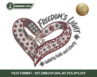 Freedom Embroidery Design for Caps, Patriotic American Flag Hat File (Digital Download)
