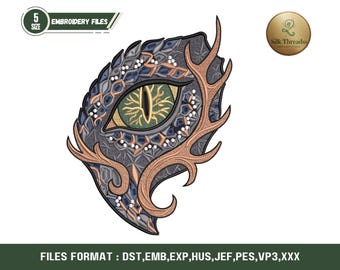 Gruselige Drachenauge Stickdatei: Gothic Fantasy Stickmuster Maschinendatei (Instant Download)