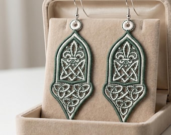Gothic Cathedral Lace Earrings Embroidery Design (Digital Download)
