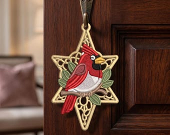 Free Standing Lace Cardinal Embroidery Design – Bird Ornament Machine Pattern (Instant Download)