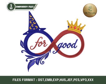 Gesticktes Wicked Elphaba Glinda Design For Good Zitat Gute Musik Zitat Theater Fan Geschenk Hexe Infinity Symbol