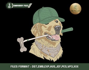 Golf Dog Embroidery Design, Kids Golf Club Pattern, Baby Boy Machine File (Digital Download)