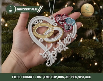 FSL Love Rings Embroidery Design, Heart Connection (Digital Download)