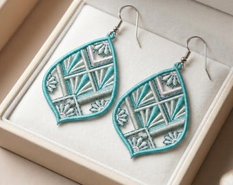 Free Standing Lace Flower Earring Embroidery Design, Floral Jewelry Machine File