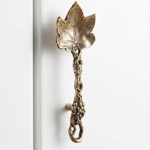 Uchwyt do szafki z litego mosiądzu, uchwyt do szuflady z motywem winorośli, ręcznie wykonany, nowoczesny, antyczny osprzęt