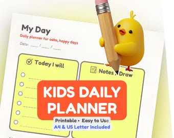 Kids Daily Planner Printable | Cute Daily Routine Planner for Kids | My Day Planner | A4 & US Letter | Instant Download