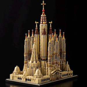 Set de bloques de construcción Sagrada Familia / Kit de maqueta arquitectónica de 10328 piezas, exhibición de torres góticas