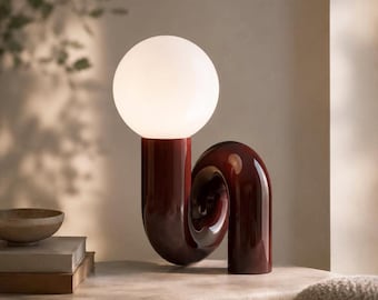 Skulptural glasbordslampa med svamp | Modern skandinavisk sänglampa