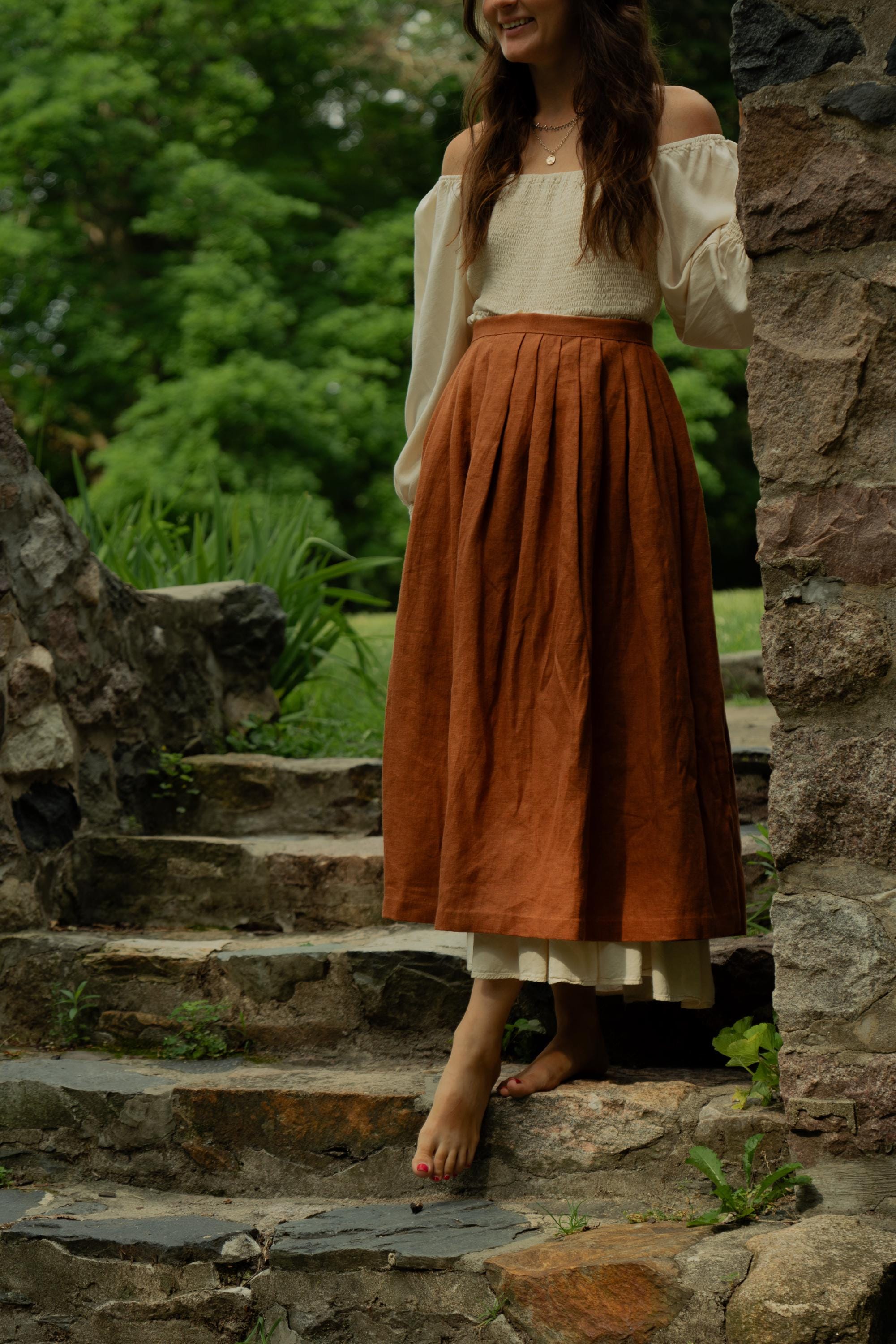 Linen Side-split Skirt | 18th-century Pleated Petticoat - Etsy