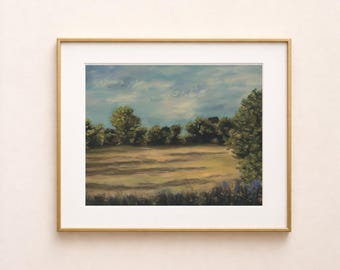 Golden Meadow Landscape Poster | Fine Art Field Print