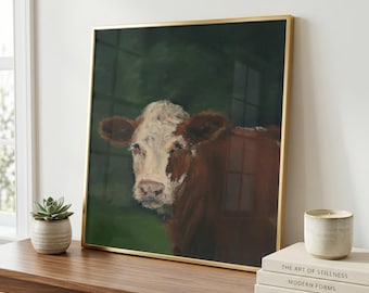 Brown Cow Portrait Fine Art Poster | Farm Animal Wall Art