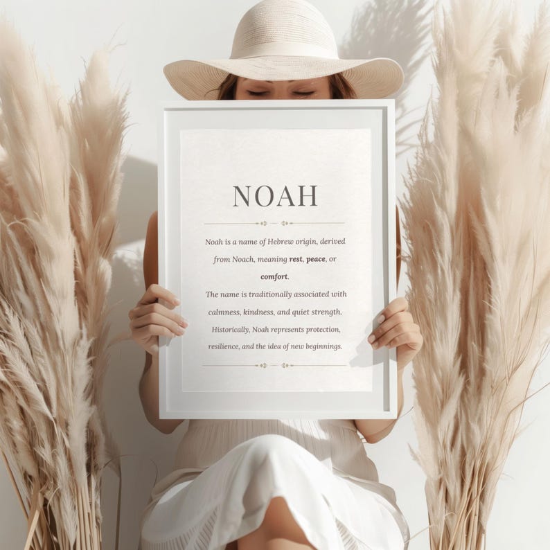 Noah Name Meaning Wall Art, Nursery Decor, Baby Poster, Babyshower Gift, Birthday Gift image 4