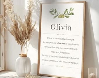 Olivia Name Meaning Wall Art, Nursery Decor, Baby Poster, Babyshower Gift, Birthday Gift