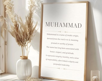 Muhammad Name Meaning Wall Art, Nursery Decor, Baby Poster, Babyshower Gift, Birthday Gift
