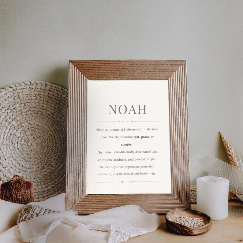 Noah Name Meaning Wall Art, Nursery Decor, Baby Poster, Babyshower Gift, Birthday Gift image 5