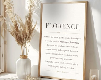 Florence Name Meaning Wall Art, Nursery Decor, Baby Poster, Babyshower Gift, Birthday Gift