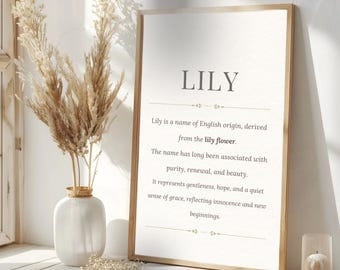 Lily Name Meaning Wall Art, Nursery Decor, Baby Poster, Babyshower Gift, Birthday Gift