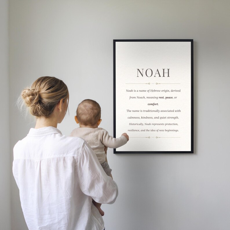 Noah Name Meaning Wall Art, Nursery Decor, Baby Poster, Babyshower Gift, Birthday Gift image 6